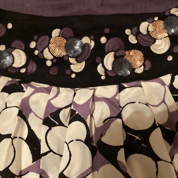 Floreat Silk Embroidered Beaded Sequin Bubbles Skirt Black purple Gold white XS - Picture 7 of 8